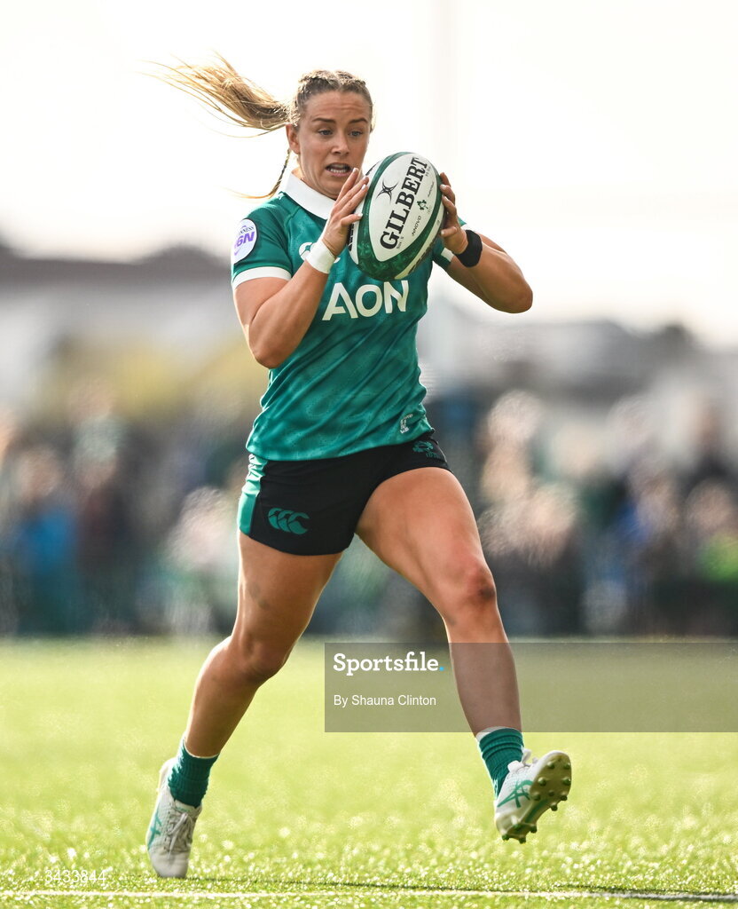 18 April 2026; Stacey Flood of Ireland during the Women's Six Nations Rugby Championship match between Ireland and Italy at Dexcom Stadium in Galway. Photo by Shauna Clinton/Sportsfile