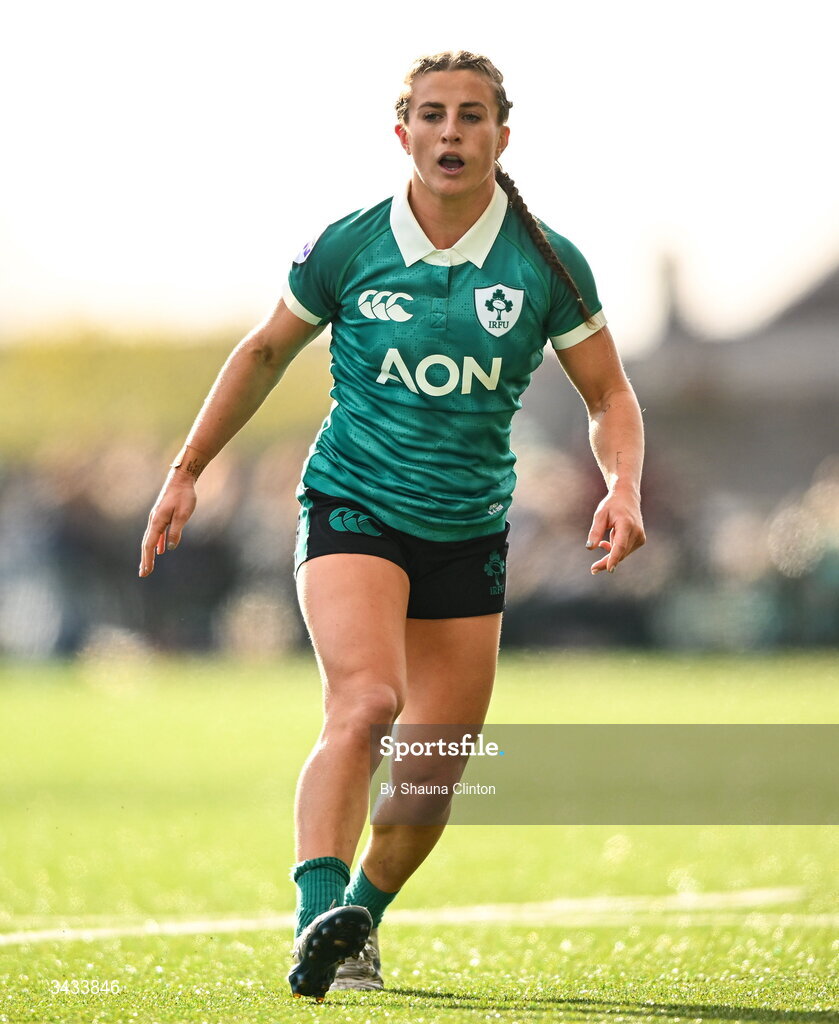 18 April 2026; Emily Lane of Ireland during the Women's Six Nations Rugby Championship match between Ireland and Italy at Dexcom Stadium in Galway. Photo by Shauna Clinton/Sportsfile