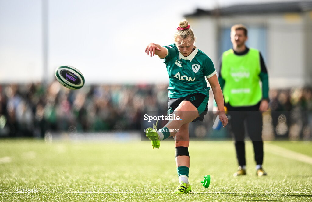 18 April 2026; Dannah O'Brien of Ireland during the Women's Six Nations Rugby Championship match between Ireland and Italy at Dexcom Stadium in Galway. Photo by Shauna Clinton/Sportsfile