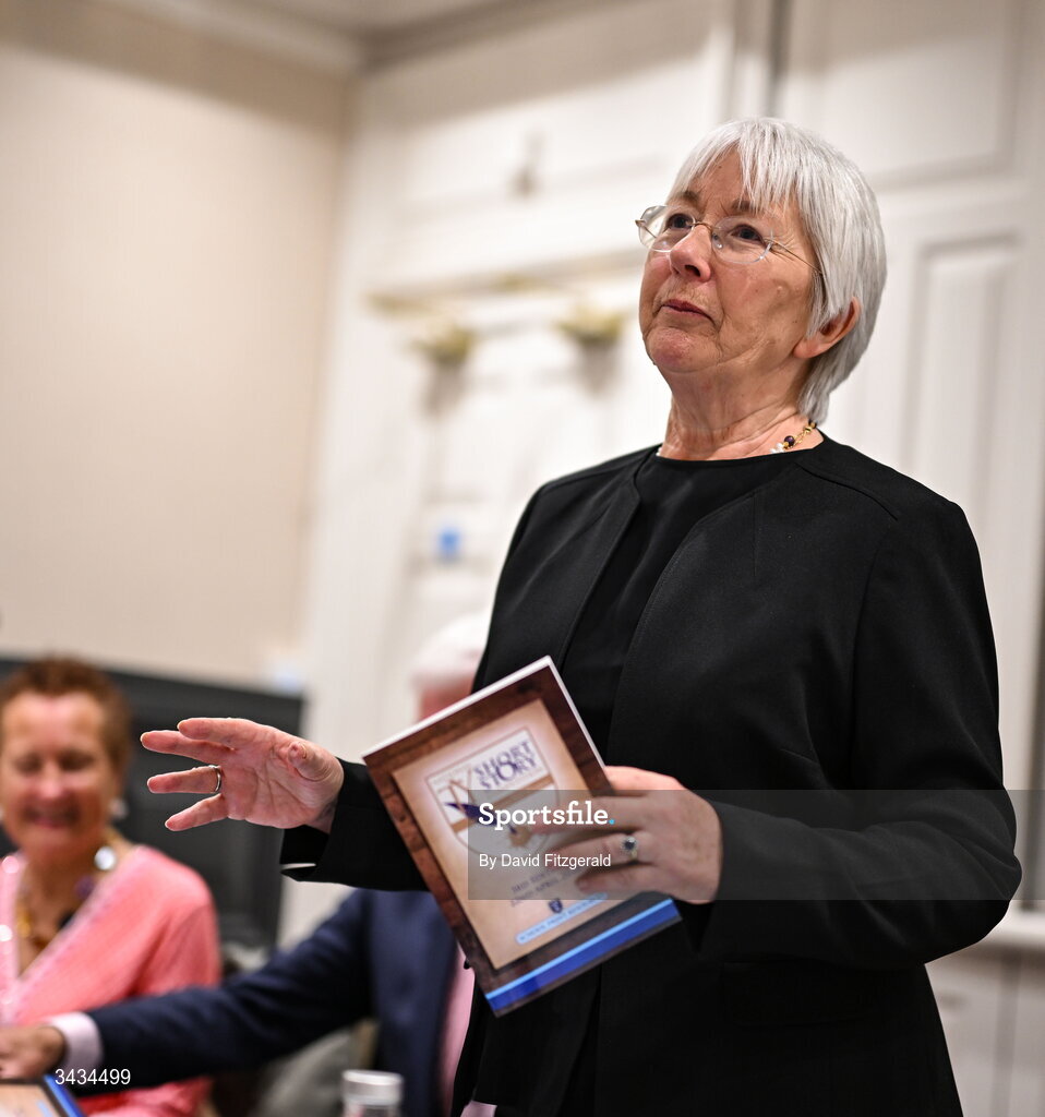 22 April 2026; Former Minister for Education and Youth of Ireland Mary Hanafin speaking during the 3rd National TY Short Story Competition award ceremony at Buswells Hotel in Dublin. Photo by David Fitzgerald/Sportsfile