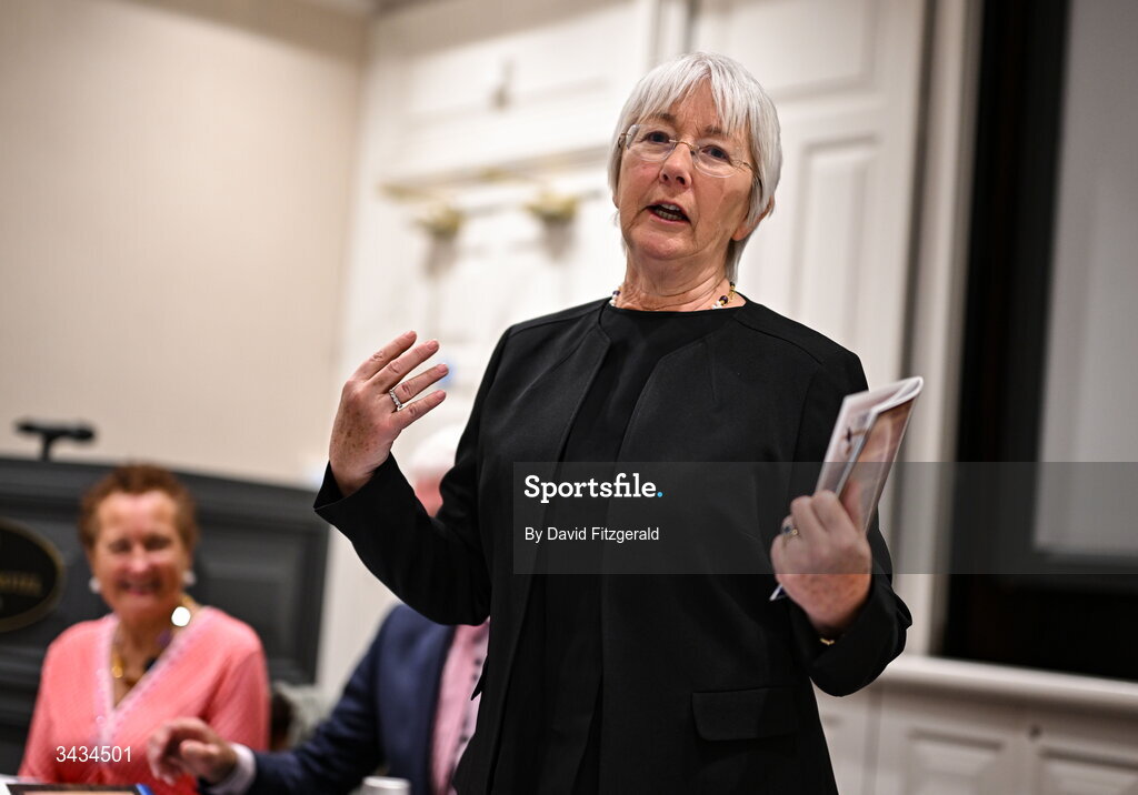 22 April 2026; Former Minister for Education and Youth of Ireland Mary Hanafin speaking during the 3rd National TY Short Story Competition award ceremony at Buswells Hotel in Dublin. Photo by David Fitzgerald/Sportsfile