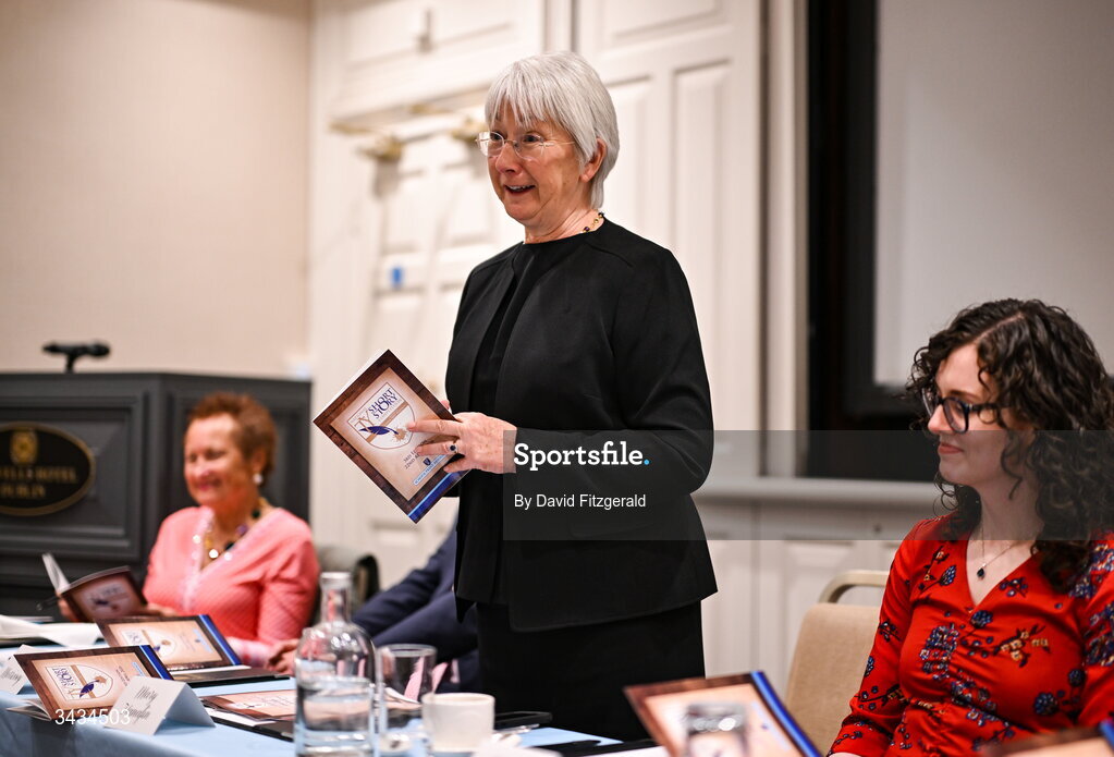 22 April 2026; Former Minister for Education and Youth of Ireland Mary Hanafin speaking during the 3rd National TY Short Story Competition award ceremony at Buswells Hotel in Dublin. Photo by David Fitzgerald/Sportsfile