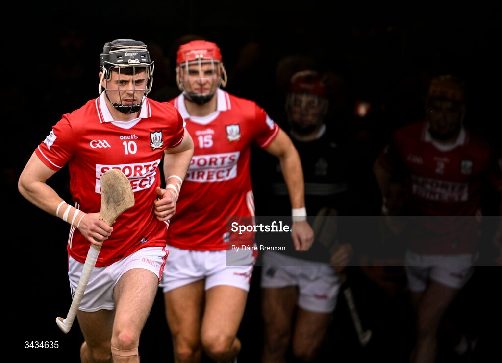 19 April 2026; Darragh Fitzgibbon of Cork leads his side out ahead of the Munster GAA Senior Hurling Championship Round 1 match between Tipperary and Cork at FBD Semple Stadium in Thurles, Tipperary. Photo by Daire Brennan/Sportsfile
