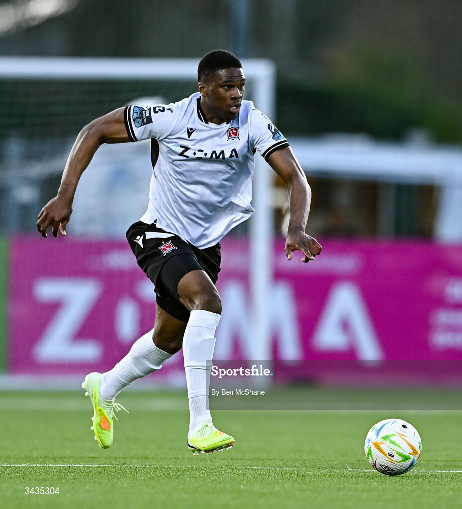 17 April 2026; Mayowa Animasahun of Dundalk during the SSE Airtricity Men's Premier Division match between Dundalk and Galway United at Oriel Park in Dundalk, Louth. Photo by Ben McShane/Sportsfile