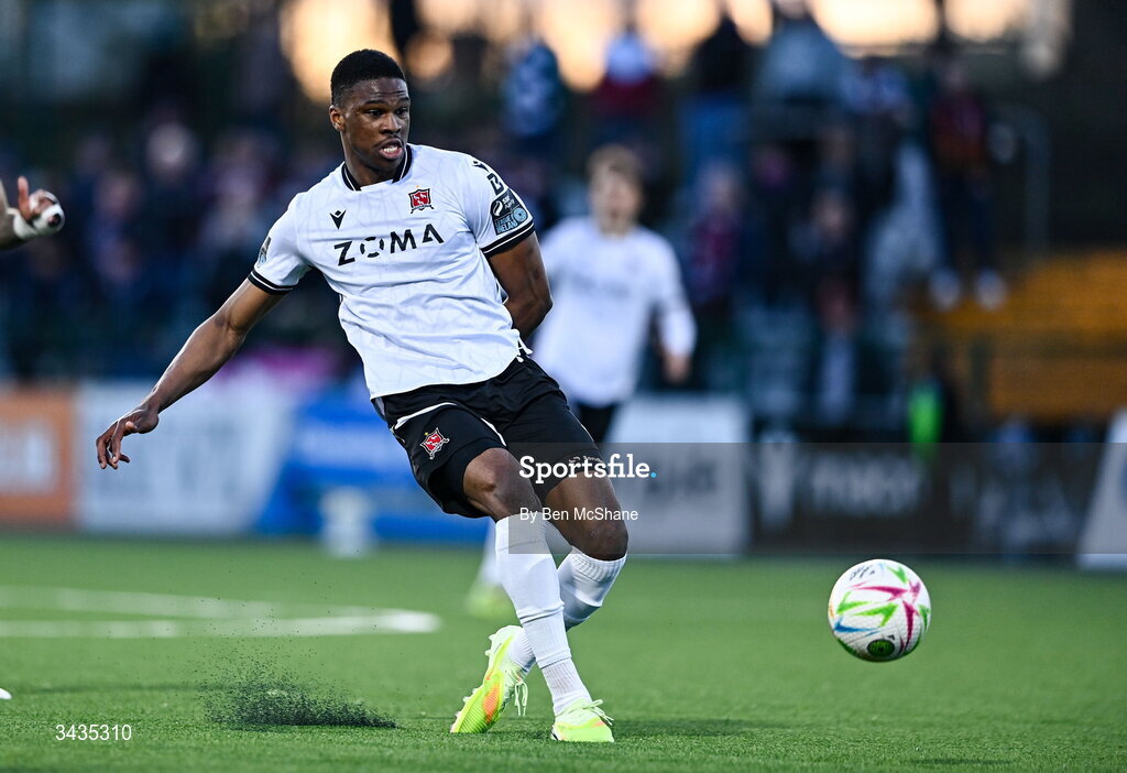 17 April 2026; Mayowa Animasahun of Dundalk during the SSE Airtricity Men's Premier Division match between Dundalk and Galway United at Oriel Park in Dundalk, Louth. Photo by Ben McShane/Sportsfile