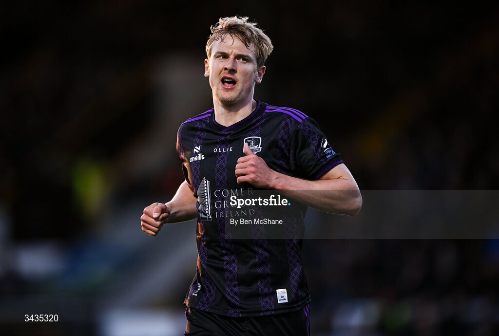 17 April 2026; Kris Twardek of Galway United during the SSE Airtricity Men's Premier Division match between Dundalk and Galway United at Oriel Park in Dundalk, Louth. Photo by Ben McShane/Sportsfile