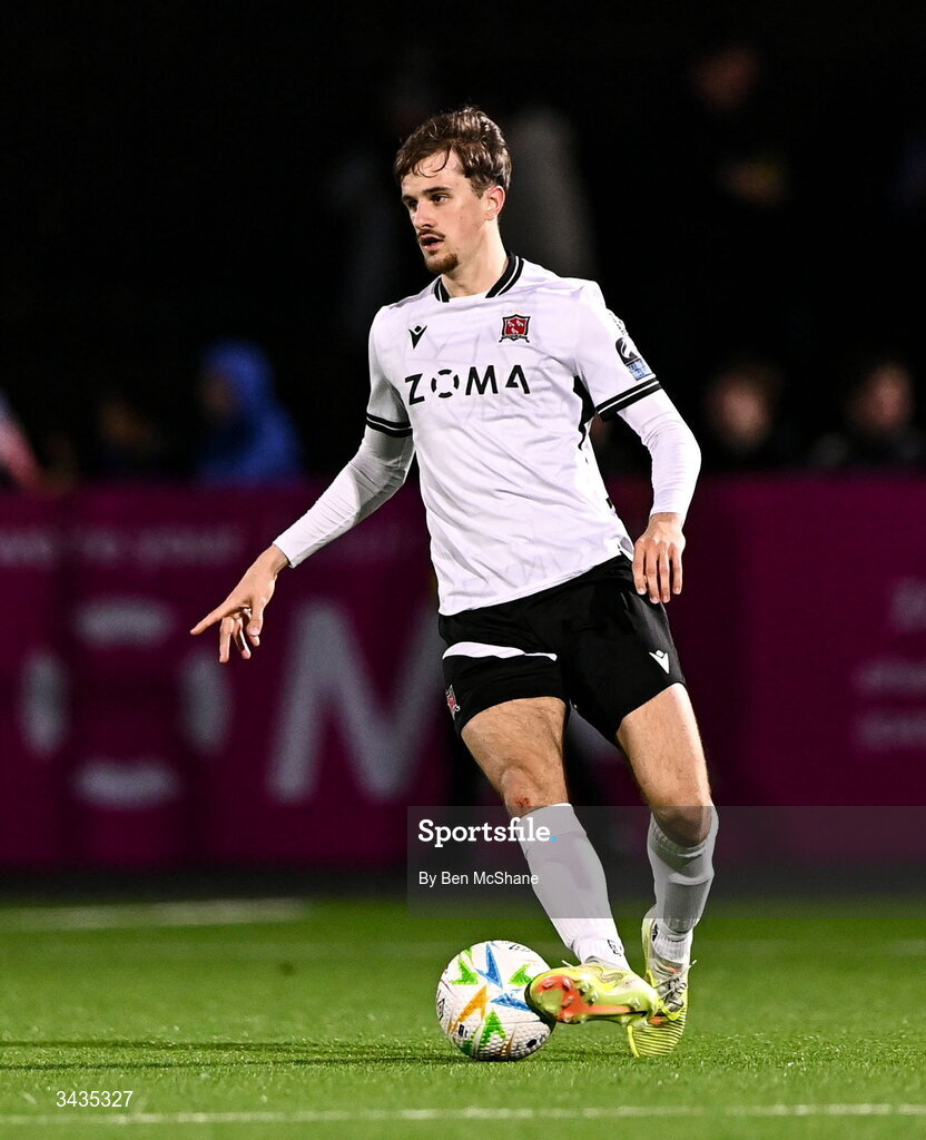 17 April 2026; Harvey Warren of Dundalk during the SSE Airtricity Men's Premier Division match between Dundalk and Galway United at Oriel Park in Dundalk, Louth. Photo by Ben McShane/Sportsfile