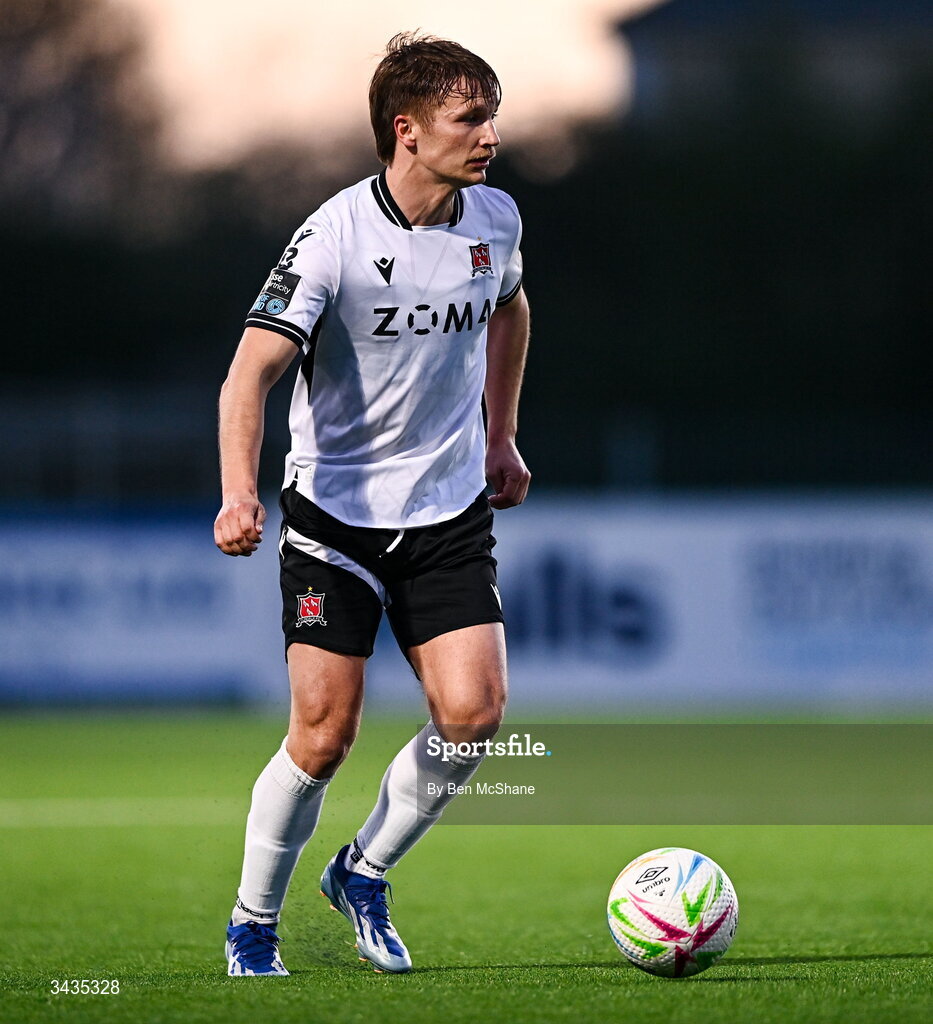 17 April 2026; John Ross Wilson of Dundalk during the SSE Airtricity Men's Premier Division match between Dundalk and Galway United at Oriel Park in Dundalk, Louth. Photo by Ben McShane/Sportsfile