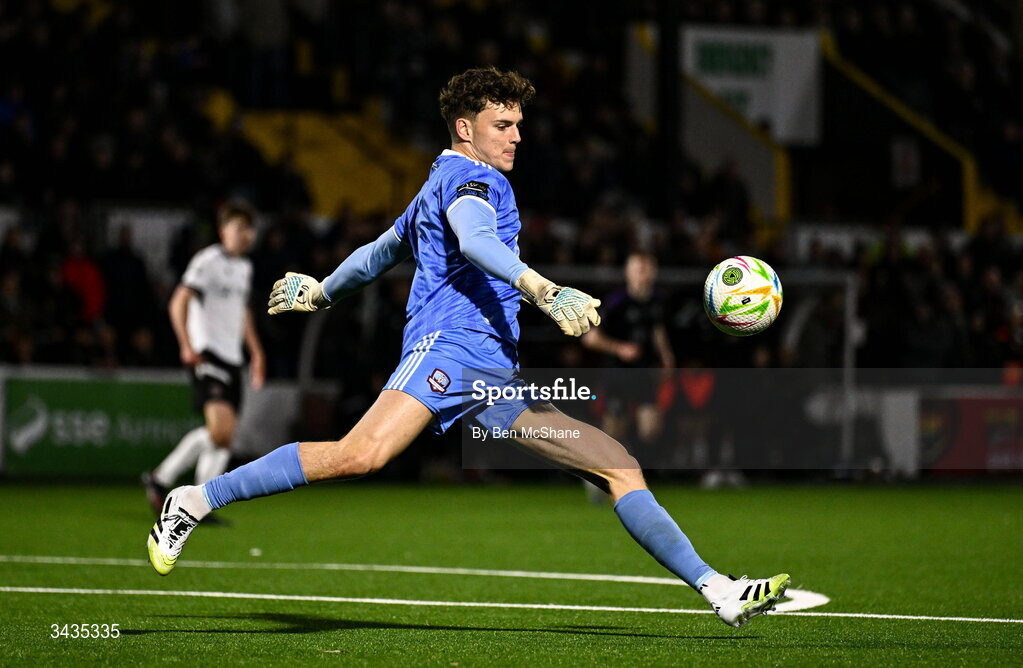 17 April 2026; Galway United goalkeeper Evan Watts during the SSE Airtricity Men's Premier Division match between Dundalk and Galway United at Oriel Park in Dundalk, Louth. Photo by Ben McShane/Sportsfile