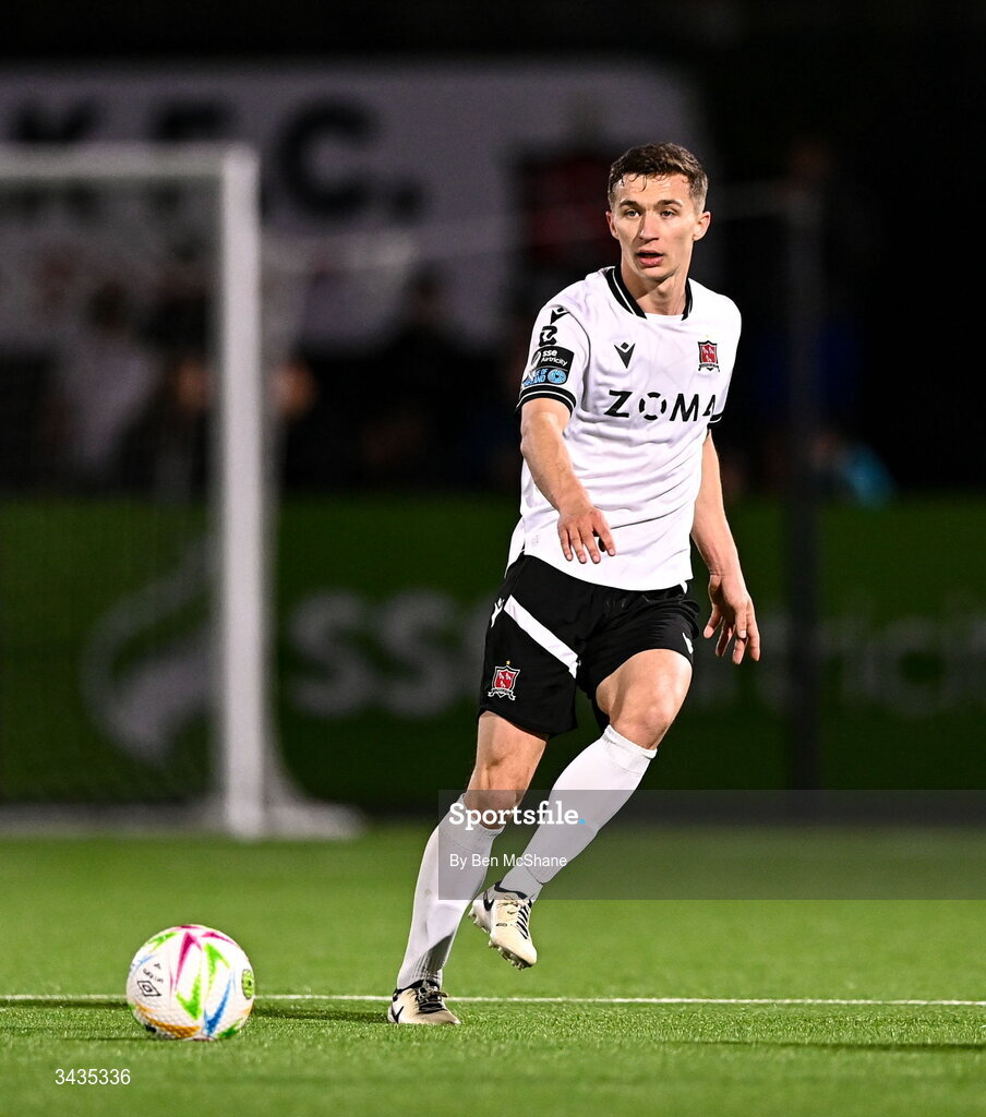 17 April 2026; Tyreke Wilson of Dundalk during the SSE Airtricity Men's Premier Division match between Dundalk and Galway United at Oriel Park in Dundalk, Louth. Photo by Ben McShane/Sportsfile