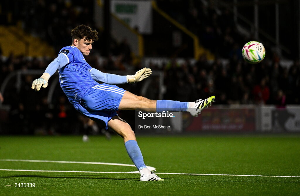 17 April 2026; Galway United goalkeeper Evan Watts during the SSE Airtricity Men's Premier Division match between Dundalk and Galway United at Oriel Park in Dundalk, Louth. Photo by Ben McShane/Sportsfile