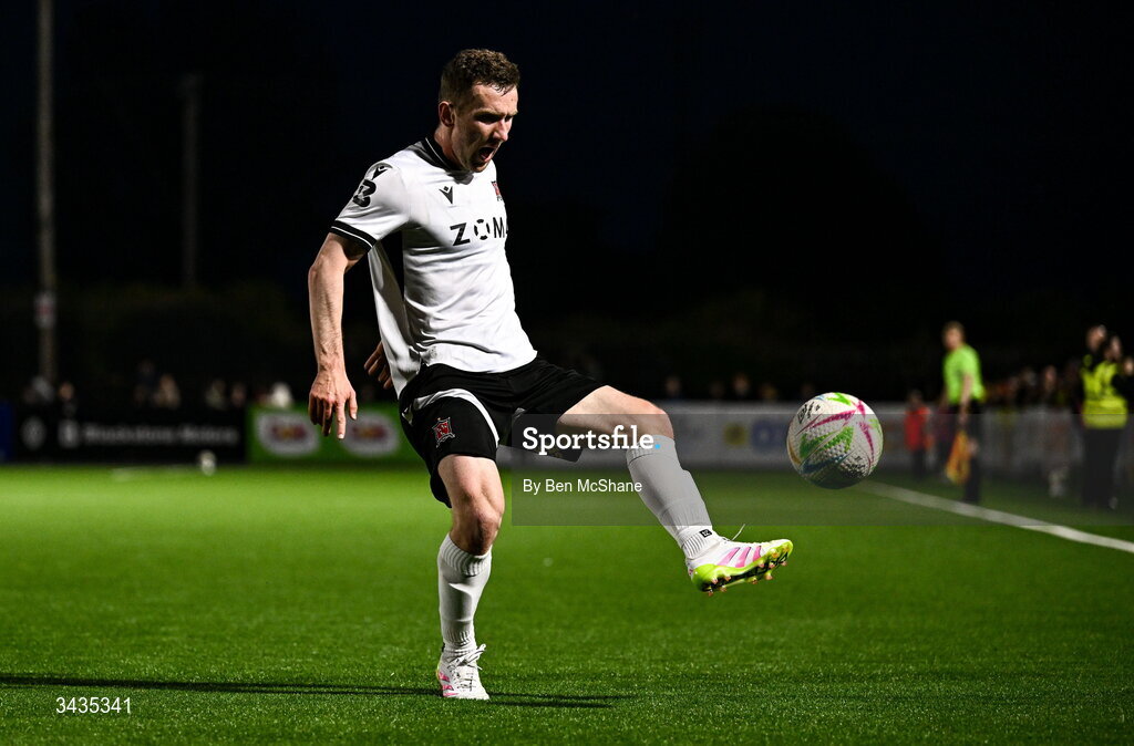 17 April 2026; Bobby Burns of Dundalk during the SSE Airtricity Men's Premier Division match between Dundalk and Galway United at Oriel Park in Dundalk, Louth. Photo by Ben McShane/Sportsfile