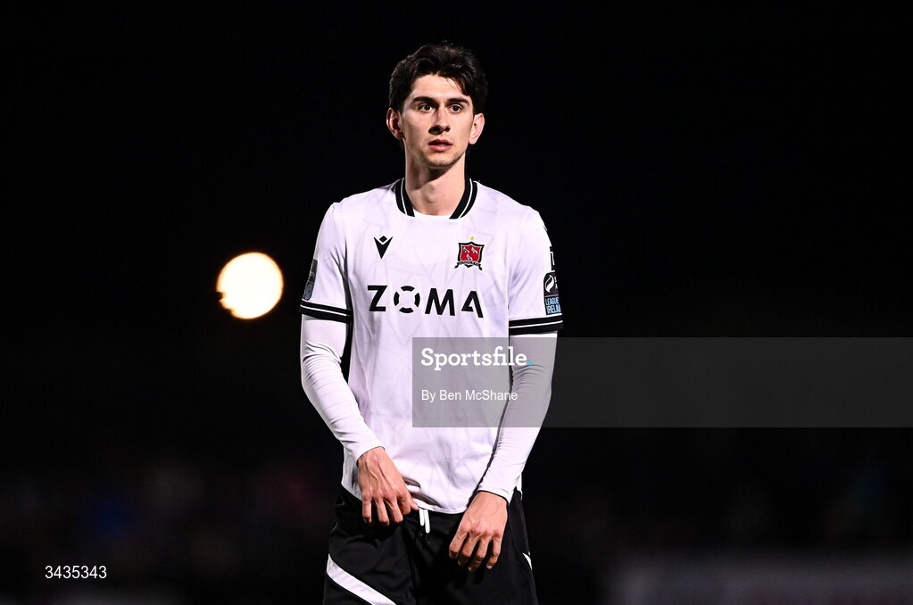 17 April 2026; Harry Groome of Dundalk during the SSE Airtricity Men's Premier Division match between Dundalk and Galway United at Oriel Park in Dundalk, Louth. Photo by Ben McShane/Sportsfile
