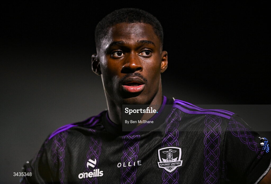 17 April 2026; Wasiri Williams of Galway United during the SSE Airtricity Men's Premier Division match between Dundalk and Galway United at Oriel Park in Dundalk, Louth. Photo by Ben McShane/Sportsfile