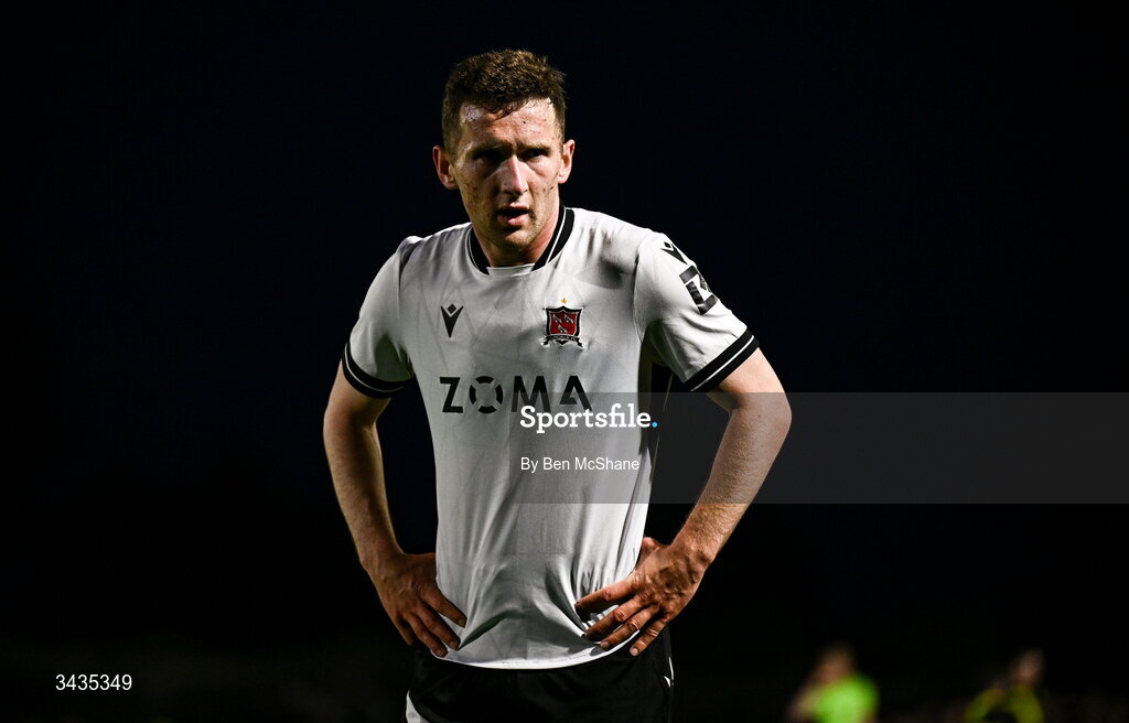 17 April 2026; Bobby Burns of Dundalk during the SSE Airtricity Men's Premier Division match between Dundalk and Galway United at Oriel Park in Dundalk, Louth. Photo by Ben McShane/Sportsfile