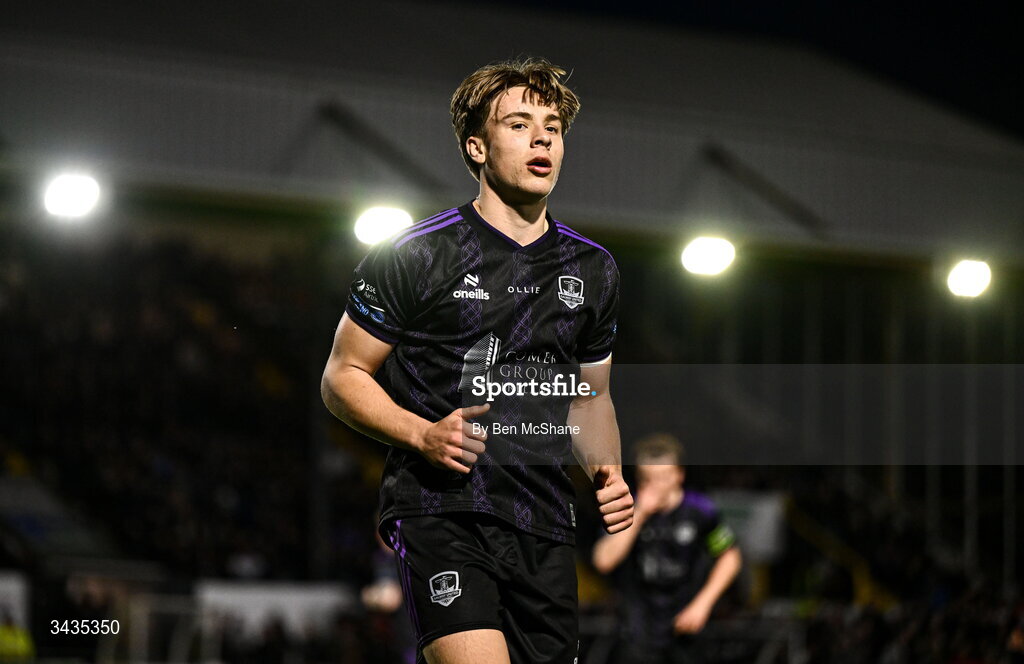 17 April 2026; Arthur Parker of Galway United during the SSE Airtricity Men's Premier Division match between Dundalk and Galway United at Oriel Park in Dundalk, Louth. Photo by Ben McShane/Sportsfile