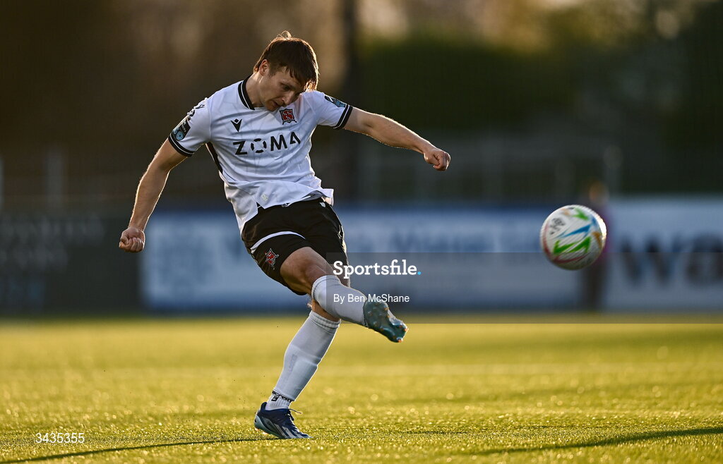 17 April 2026; John Ross Wilson of Dundalk during the SSE Airtricity Men's Premier Division match between Dundalk and Galway United at Oriel Park in Dundalk, Louth. Photo by Ben McShane/Sportsfile