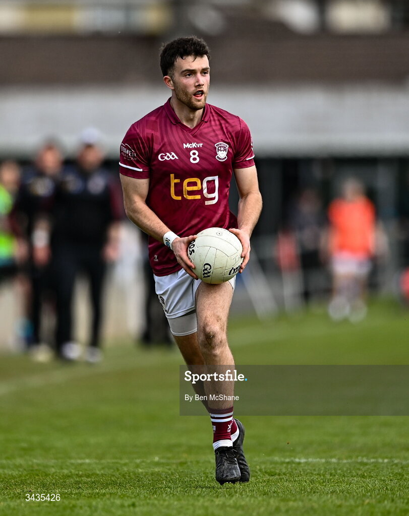 19 April 2026; Brían Cooney of Westmeath during the Leinster GAA Football Senior Championship quarter-final match between Meath and Westmeath at Glenisk O'Connor Park in Tullamore, Offaly. Photo by Ben McShane/Sportsfile