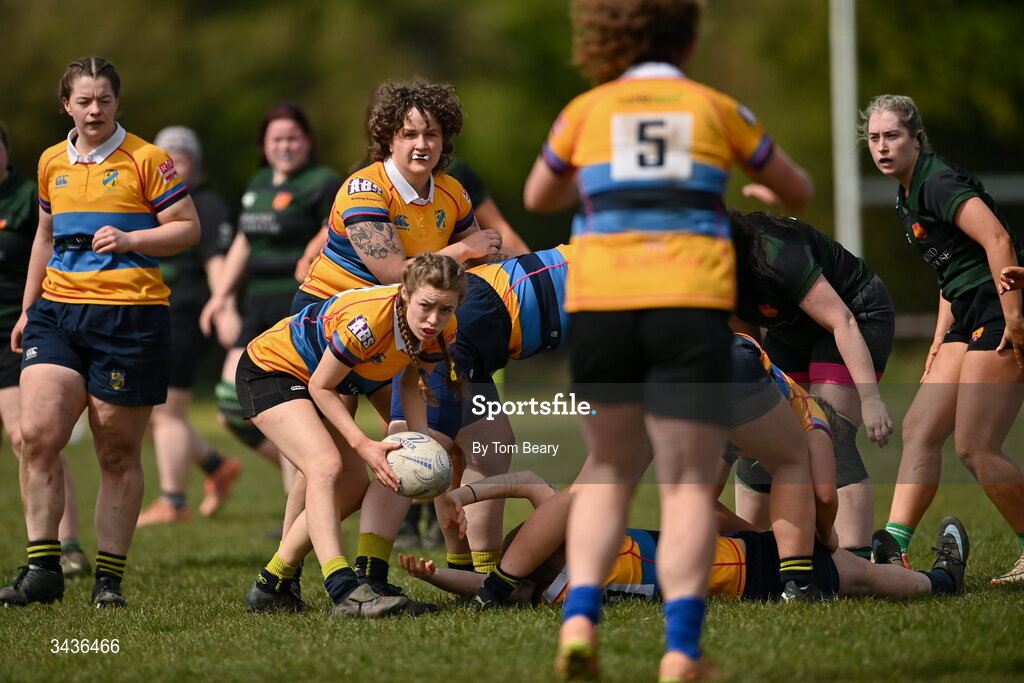 25 April 2026; Ciara Meenagh of Clondalkin RFC during the Leinster Rugby Women's Paul Cusack Plate final match between Birr RFC and Clondalkin RFC at Portlaoise RFC in Portlaoise, Laois. Photo by Tom Beary/Sportsfile