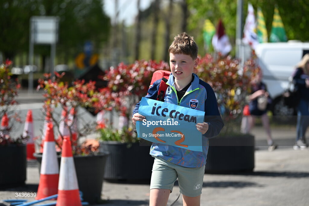 25 April 2026; Ice-cream vendor Nathan Ferguson awaits customers before the Connacht GAA Football Senior Championship semi-final match between Leitrim and Galway at Heartland Credit Union Páirc Seán Mac Diarmada in Carrick-on-Shannon, Leitrim. Photo by Stephen McCarthy/Sportsfile