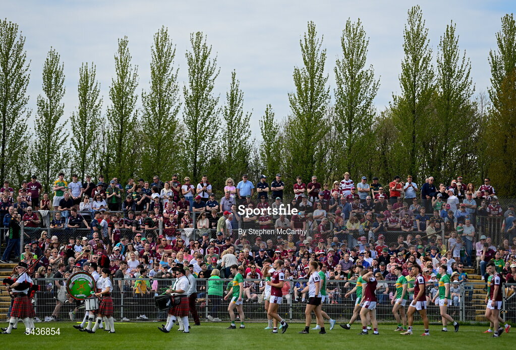 25 April 2026; Supporters watch on during the pre-match parade before the Connacht GAA Football Senior Championship semi-final match between Leitrim and Galway at Heartland Credit Union Páirc Seán Mac Diarmada in Carrick-on-Shannon, Leitrim. Photo by Stephen McCarthy/Sportsfile