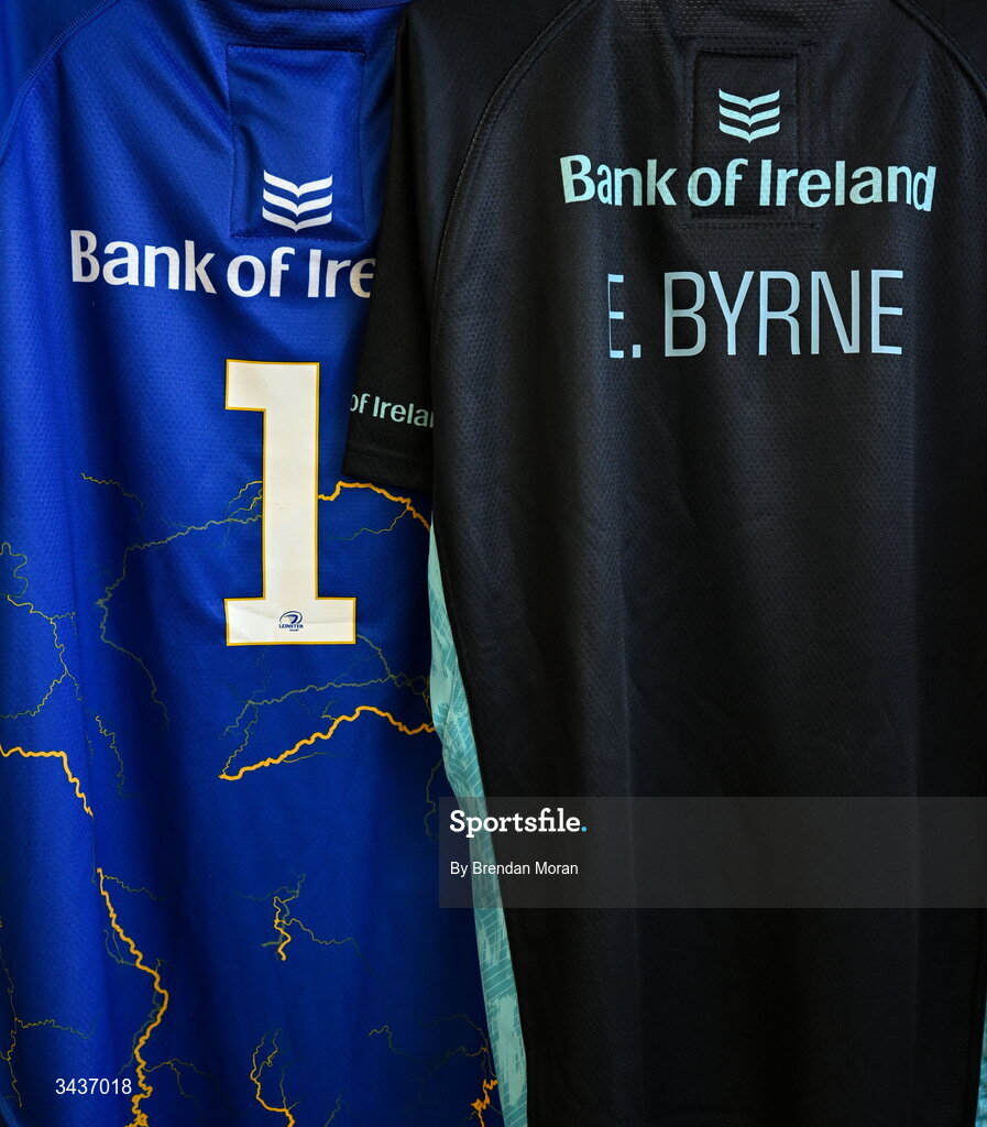 25 April 2026; The jersey of Ed Byrne in the Leinster dressingroom before the United Rugby Championship match between Benetton and Leinster at Stadio Monigo in Treviso, Italy. Photo by Brendan Moran/Sportsfile