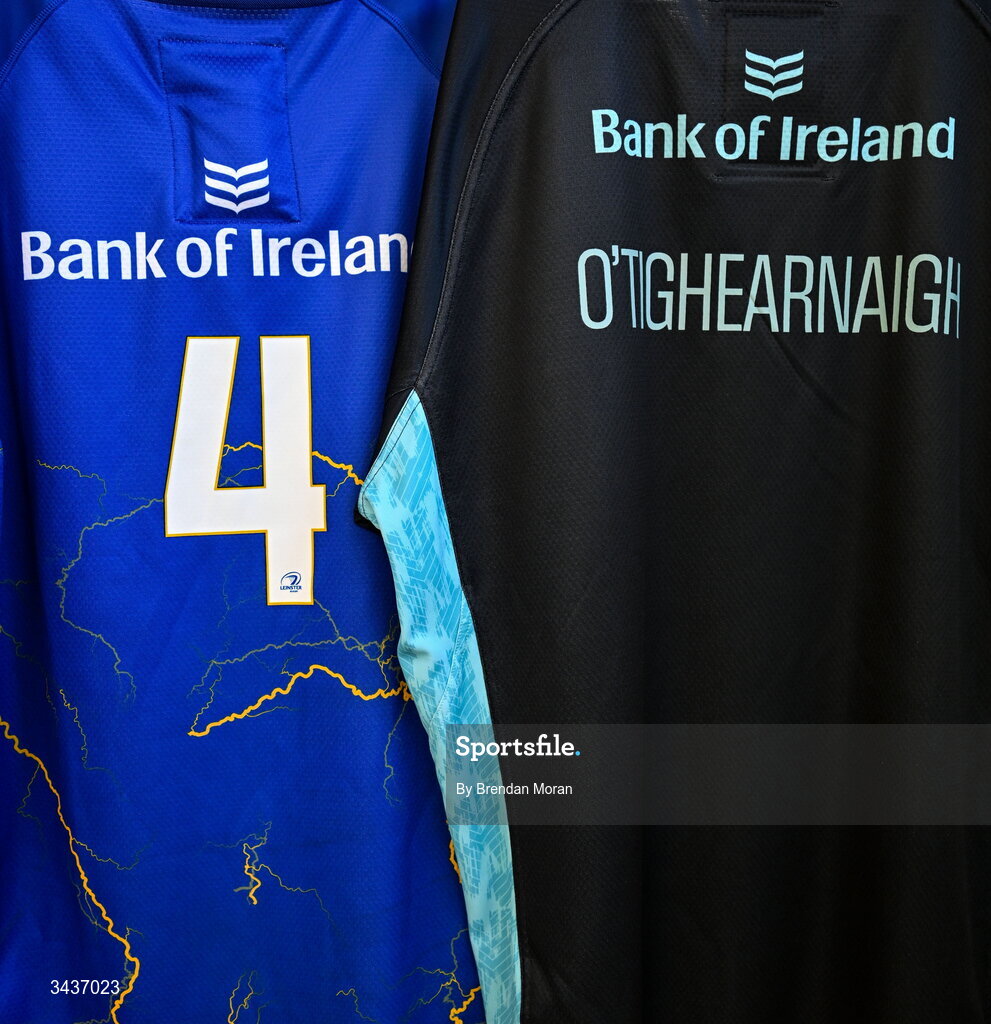 25 April 2026; The jersey of Conor O’Tighearnaigh in the Leinster dressingroom before the United Rugby Championship match between Benetton and Leinster at Stadio Monigo in Treviso, Italy. Photo by Brendan Moran/Sportsfile