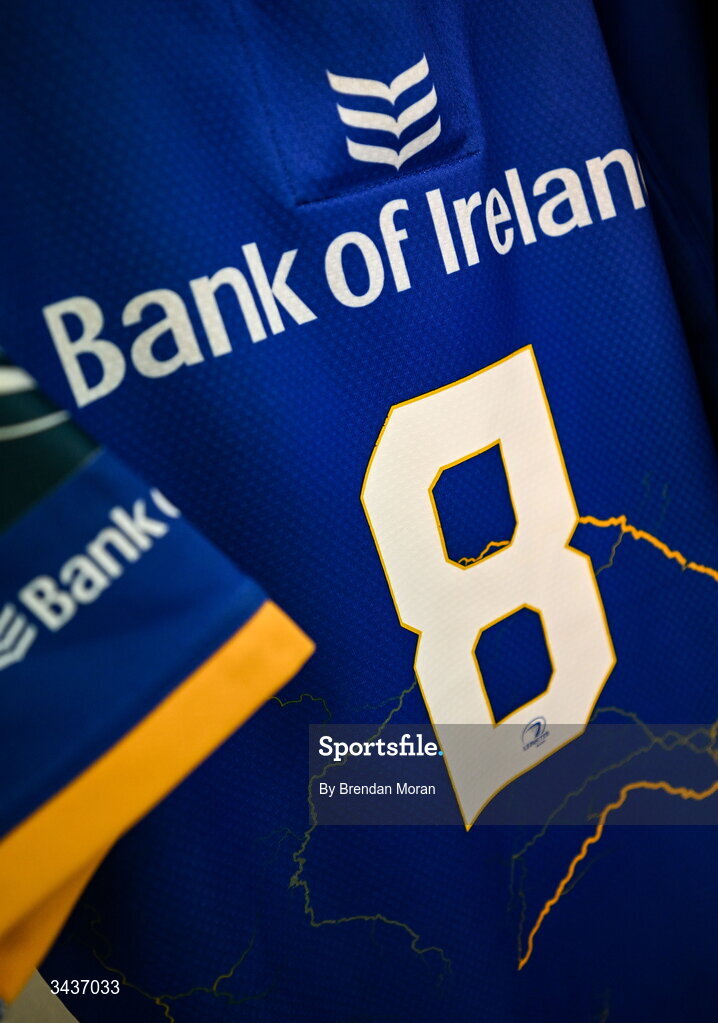 25 April 2026; The jersey of captain Caelan Doris in the Leinster dressingroom before the United Rugby Championship match between Benetton and Leinster at Stadio Monigo in Treviso, Italy. Photo by Brendan Moran/Sportsfile