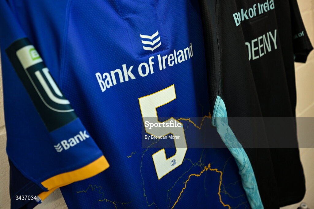 25 April 2026; The jersey of Brian Deeny in the Leinster dressingroom before the United Rugby Championship match between Benetton and Leinster at Stadio Monigo in Treviso, Italy. Photo by Brendan Moran/Sportsfile