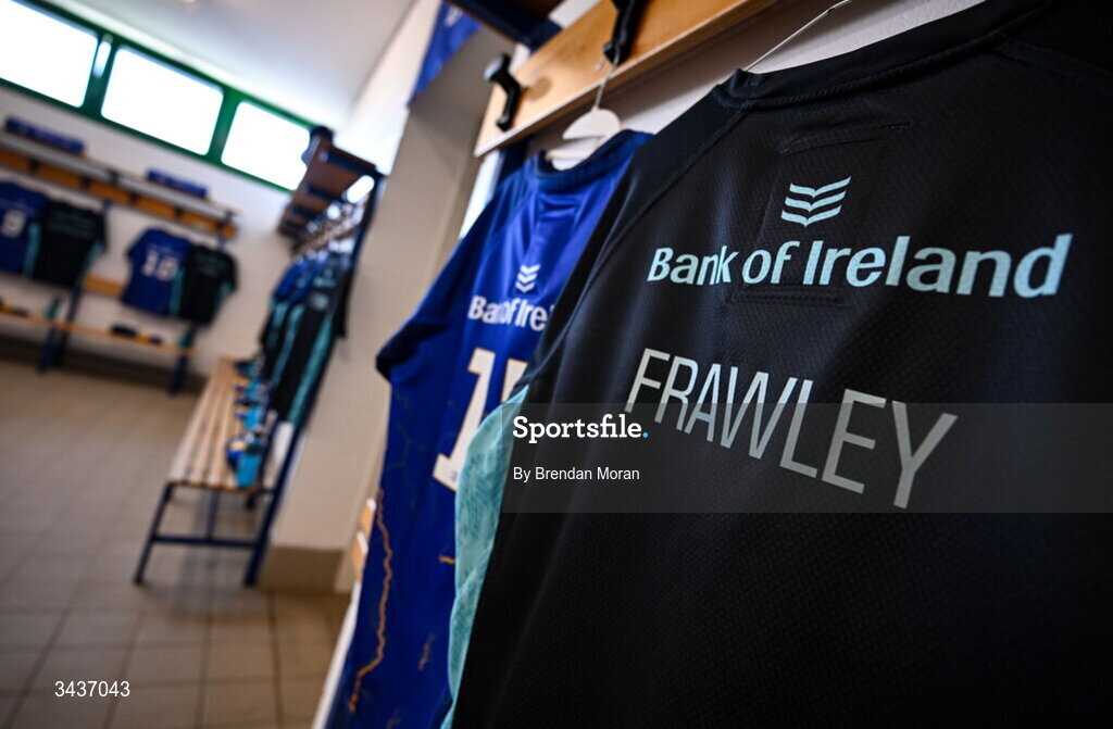 25 April 2026; The jersey of Ciarán Frawley in the Leinster dressingroom before the United Rugby Championship match between Benetton and Leinster at Stadio Monigo in Treviso, Italy. Photo by Brendan Moran/Sportsfile
