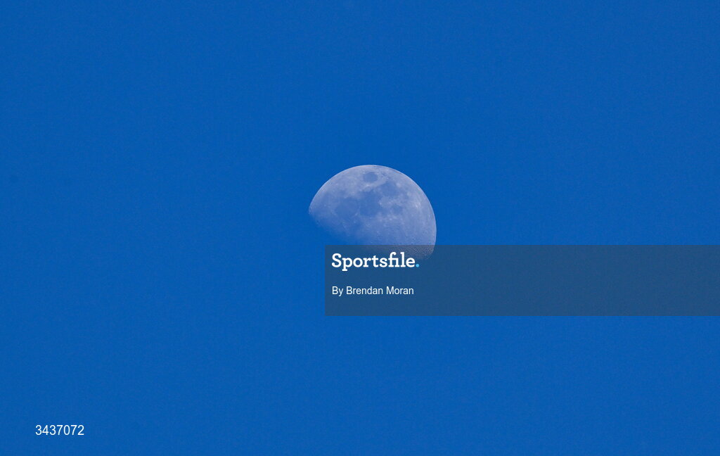 25 April 2026; A waxing crescent moon in the sky above the stadium before the United Rugby Championship match between Benetton and Leinster at Stadio Monigo in Treviso, Italy. Photo by Brendan Moran/Sportsfile