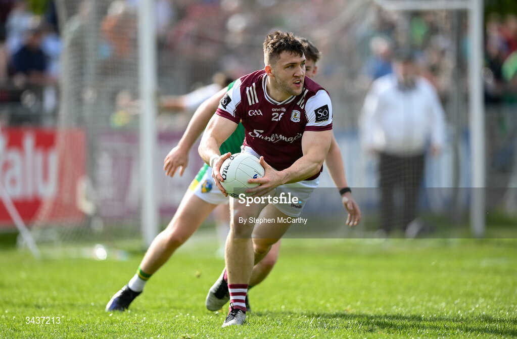 25 April 2026; Damien Comer of Galway during the Connacht GAA Football Senior Championship semi-final match between Leitrim and Galway at Heartland Credit Union Páirc Seán Mac Diarmada in Carrick-on-Shannon, Leitrim. Photo by Stephen McCarthy/Sportsfile