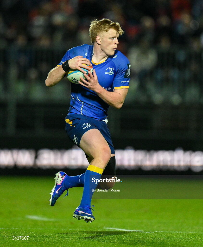 25 April 2026; Tommy O'Brien of Leinster during the United Rugby Championship match between Benetton and Leinster at Stadio Monigo in Treviso, Italy. Photo by Brendan Moran/Sportsfile