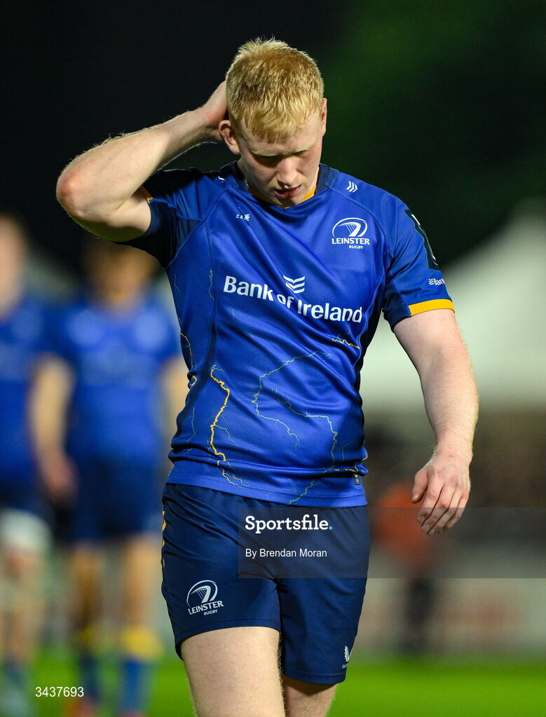 25 April 2026; Jamie Osborne of Leinster after the United Rugby Championship match between Benetton and Leinster at Stadio Monigo in Treviso, Italy. Photo by Brendan Moran/Sportsfile