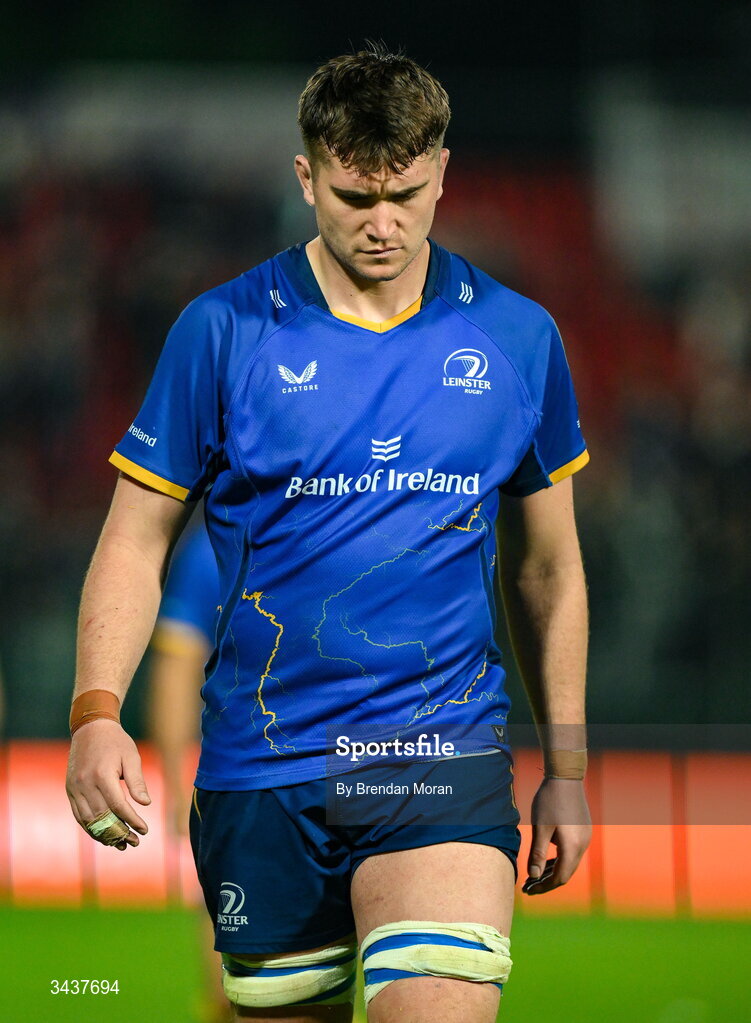 25 April 2026; Brian Deeny of Leinster after the United Rugby Championship match between Benetton and Leinster at Stadio Monigo in Treviso, Italy. Photo by Brendan Moran/Sportsfile