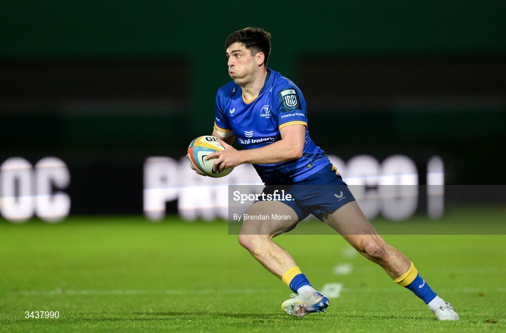 25 April 2026; Jimmy O'Brien of Leinster during the United Rugby Championship match between Benetton and Leinster at Stadio Monigo in Treviso, Italy. Photo by Brendan Moran/Sportsfile