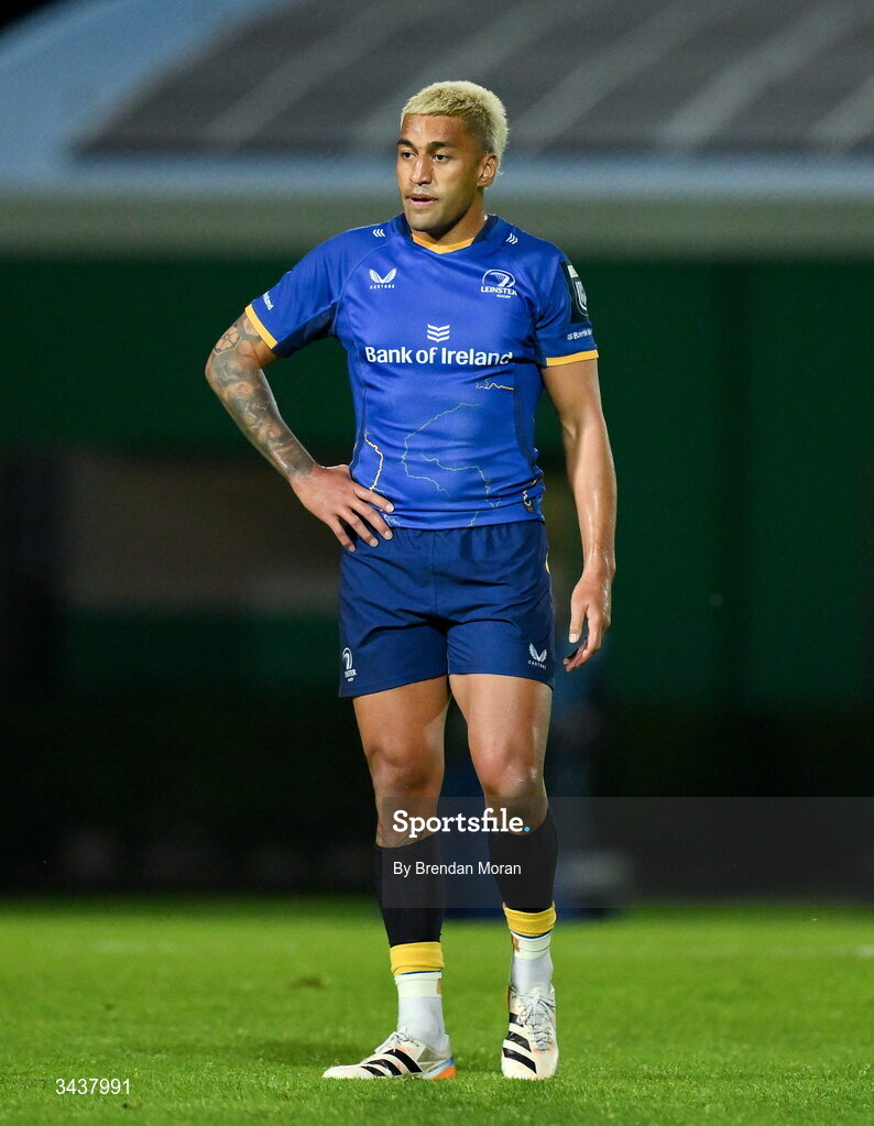 25 April 2026; Rieko Ioane of Leinster during the United Rugby Championship match between Benetton and Leinster at Stadio Monigo in Treviso, Italy. Photo by Brendan Moran/Sportsfile