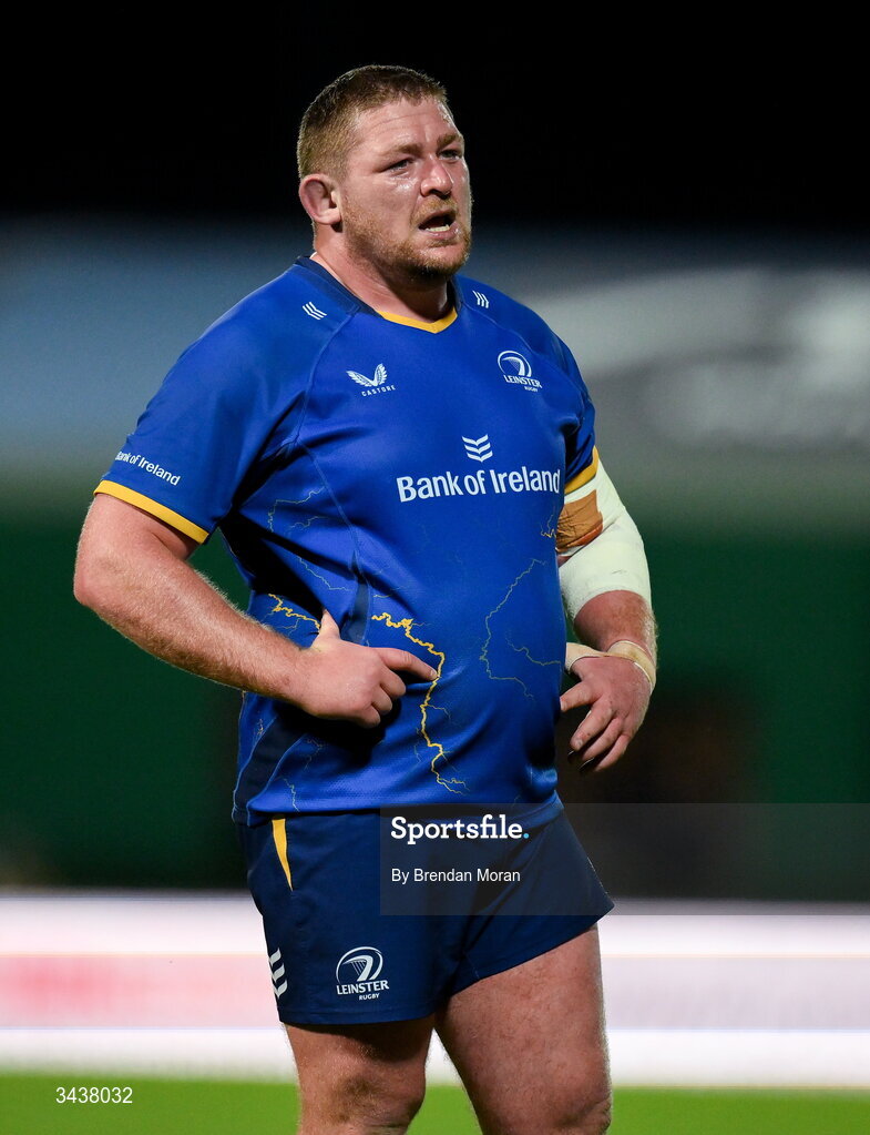 25 April 2026; Tadhg Furlong of Leinster during the United Rugby Championship match between Benetton and Leinster at Stadio Monigo in Treviso, Italy. Photo by Brendan Moran/Sportsfile