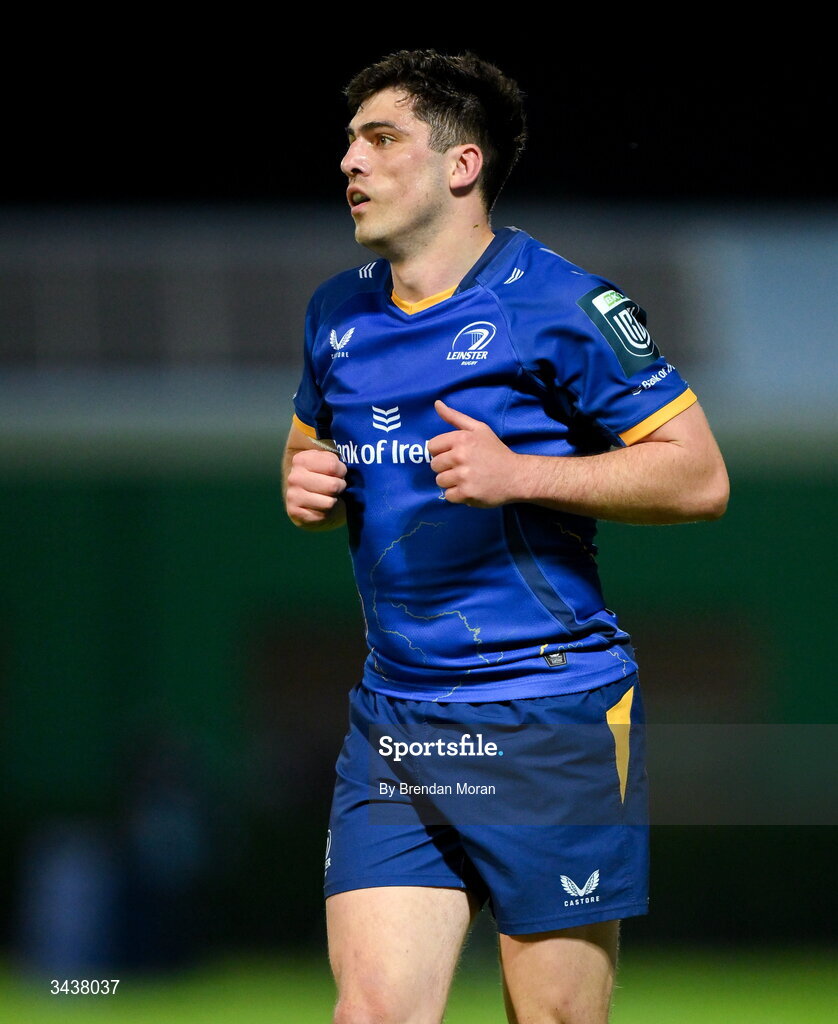 25 April 2026; Jimmy O'Brien of Leinster during the United Rugby Championship match between Benetton and Leinster at Stadio Monigo in Treviso, Italy. Photo by Brendan Moran/Sportsfile
