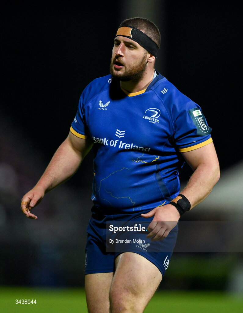25 April 2026; Jerry Cahir of Leinster during the United Rugby Championship match between Benetton and Leinster at Stadio Monigo in Treviso, Italy. Photo by Brendan Moran/Sportsfile