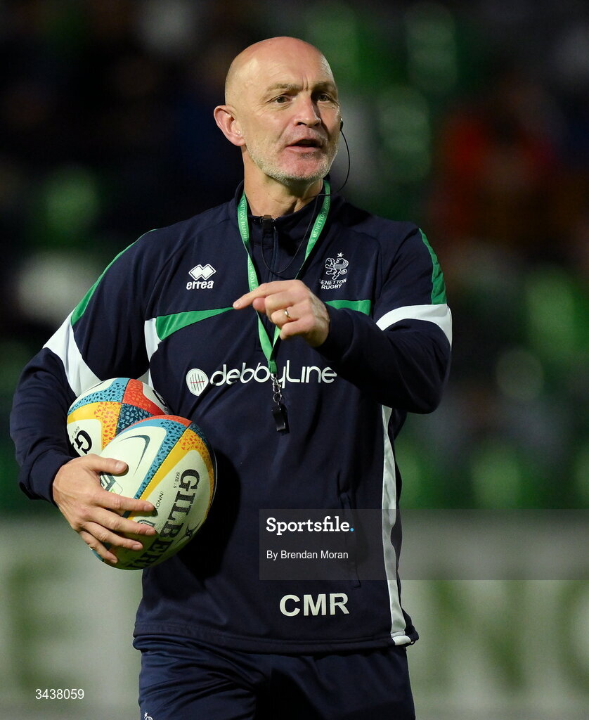 25 April 2026; Benetton head coach Calum MacRae before the United Rugby Championship match between Benetton and Leinster at Stadio Monigo in Treviso, Italy. Photo by Brendan Moran/Sportsfile