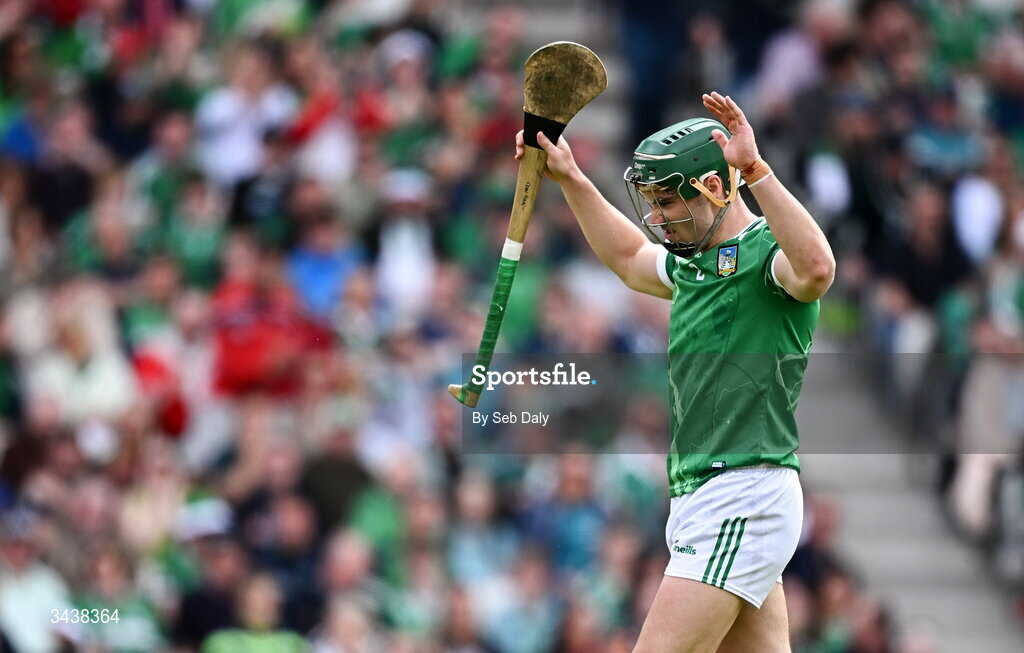 26 April 2026; Sean Finn of Limerick reacts after his side conceded a first goal during the Munster GAA Senior Hurling Championship Round 2 match between Cork and Limerick at SuperValu Páirc Uí Chaoimh in Cork. Photo by Seb Daly/Sportsfile