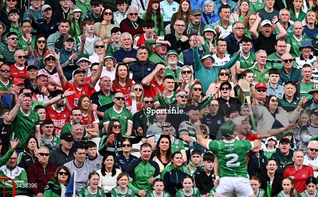 26 April 2026; Spectators react during the Munster GAA Senior Hurling Championship Round 2 match between Cork and Limerick at SuperValu Páirc Uí Chaoimh in Cork. Photo by Seb Daly/Sportsfile