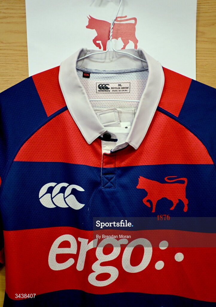 26 April 2026; Jerseys in the Clontarf RFC dressingroom before the Energia Men's All-Ireland League Division 1A final match between Clontarf FC and St Mary's College RFC at the Aviva Stadium in Dublin. Photo by Brendan Moran/Sportsfile