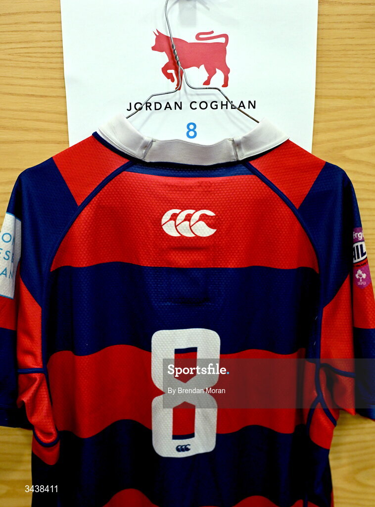 26 April 2026; Jerseys in the Clontarf RFC dressingroom before the Energia Men's All-Ireland League Division 1A final match between Clontarf FC and St Mary's College RFC at the Aviva Stadium in Dublin. Photo by Brendan Moran/Sportsfile