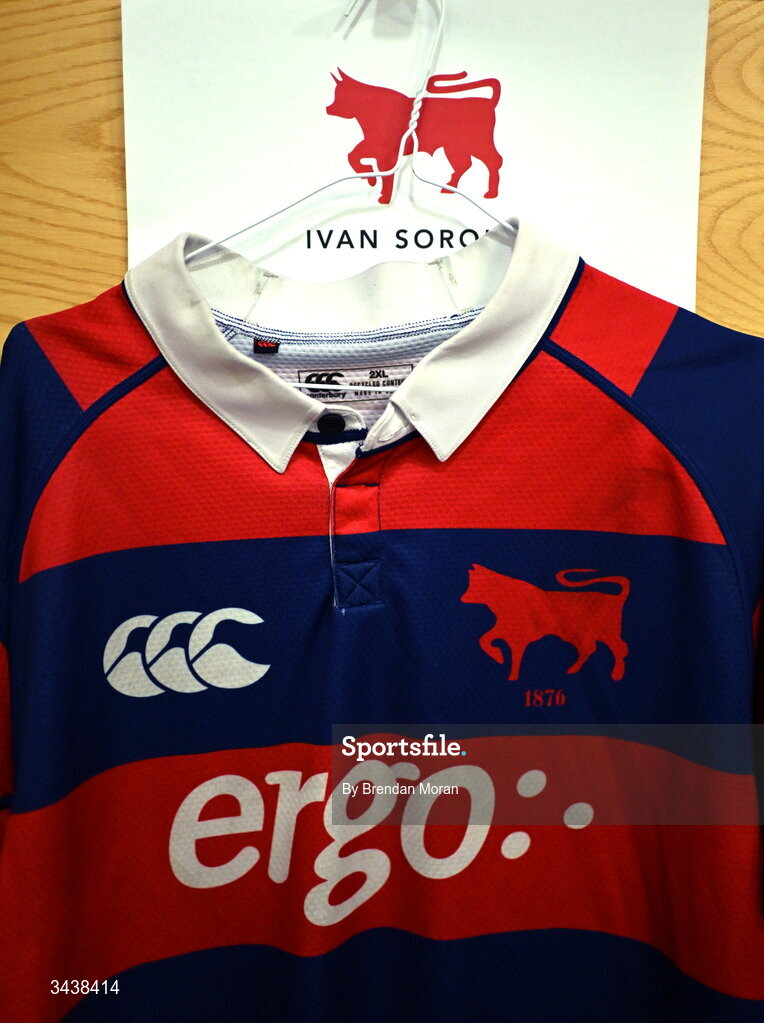 26 April 2026; Jerseys in the Clontarf RFC dressingroom before the Energia Men's All-Ireland League Division 1A final match between Clontarf FC and St Mary's College RFC at the Aviva Stadium in Dublin. Photo by Brendan Moran/Sportsfile