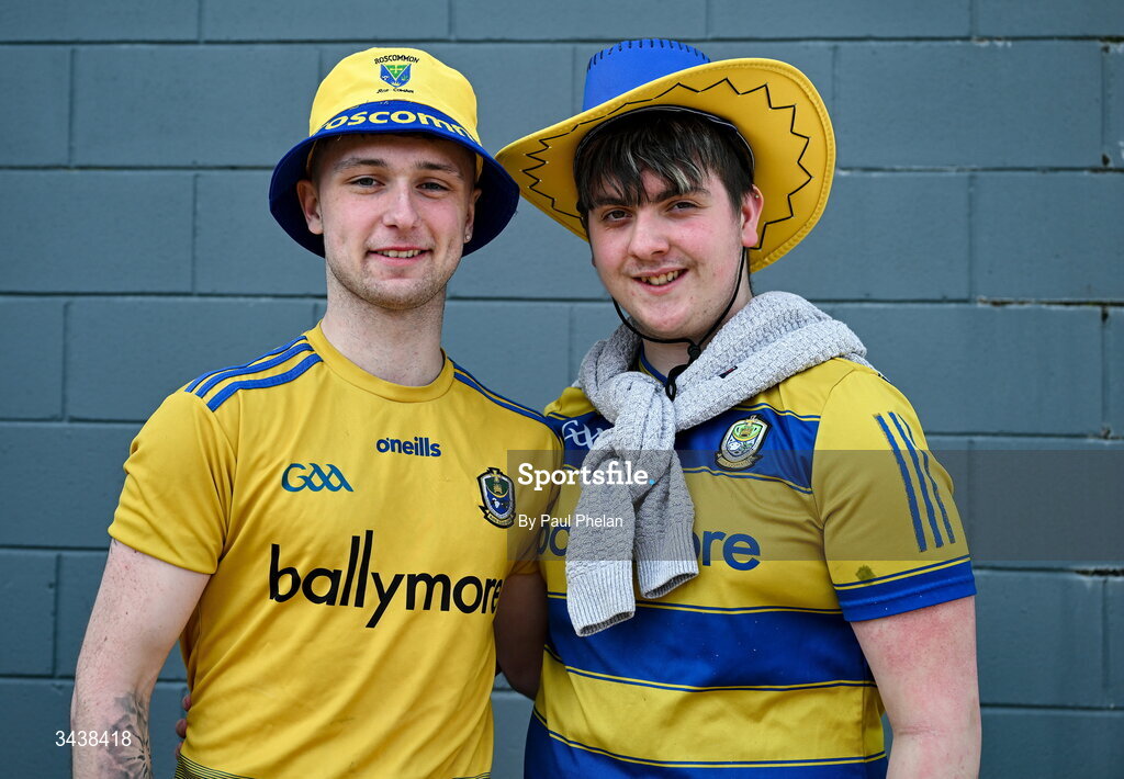 26 April 2026; Roscommon supporters Aaron Usher and Jamie Greene before the Connacht GAA Football Senior Championship semi-final match between Mayo and Roscommon at Hastings Insurance MacHale Park in Castlebar, Mayo. Photo by Paul Phelan/Sportsfile