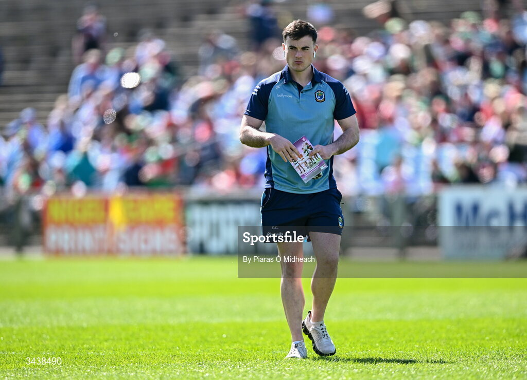 26 April 2026; Roscommon goalkeeper Conor Carroll walks the pitch before the Connacht GAA Football Senior Championship semi-final match between Mayo and Roscommon at Hastings Insurance MacHale Park in Castlebar, Mayo. Photo by Piaras Ó Mídheach/Sportsfile
