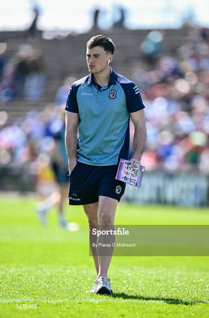 26 April 2026; Roscommon goalkeeper Conor Carroll walks the pitch before the Connacht GAA Football Senior Championship semi-final match between Mayo and Roscommon at Hastings Insurance MacHale Park in Castlebar, Mayo. Photo by Piaras Ó Mídheach/Sportsfile