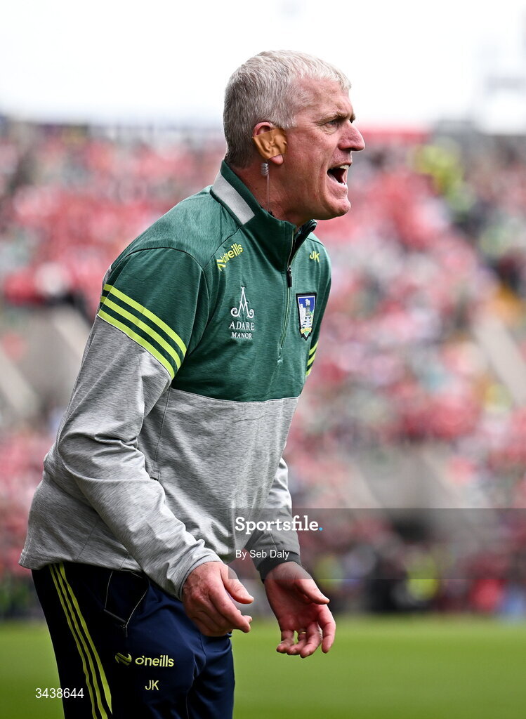 26 April 2026; Limerick manager John Kiely during the Munster GAA Senior Hurling Championship Round 2 match between Cork and Limerick at SuperValu Páirc Uí Chaoimh in Cork. Photo by Seb Daly/Sportsfile